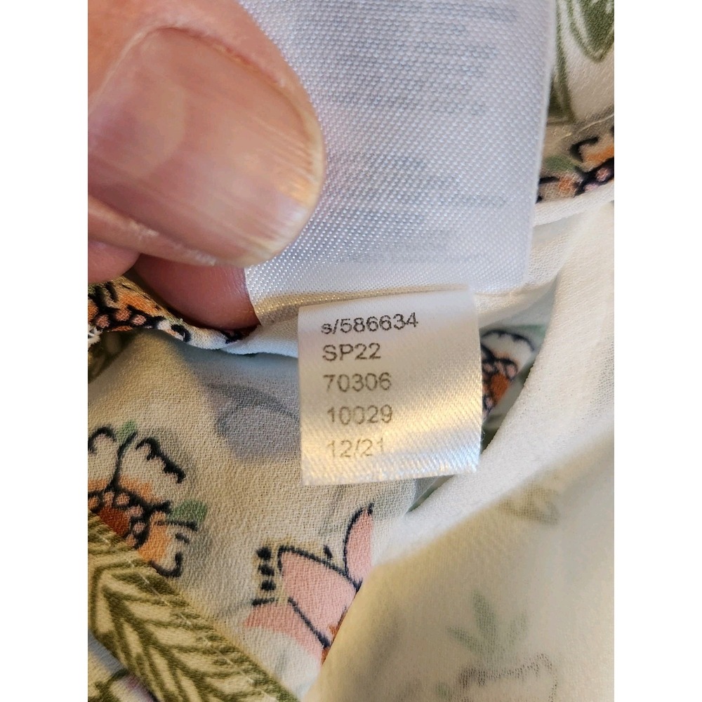 LOFT Floral V-Neck Sleeveless Tank Top White Pink Green SP22 586634 Womens M - Picture 6 of 8
